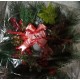 Christmas arrangement with basket light wicker square tray.
