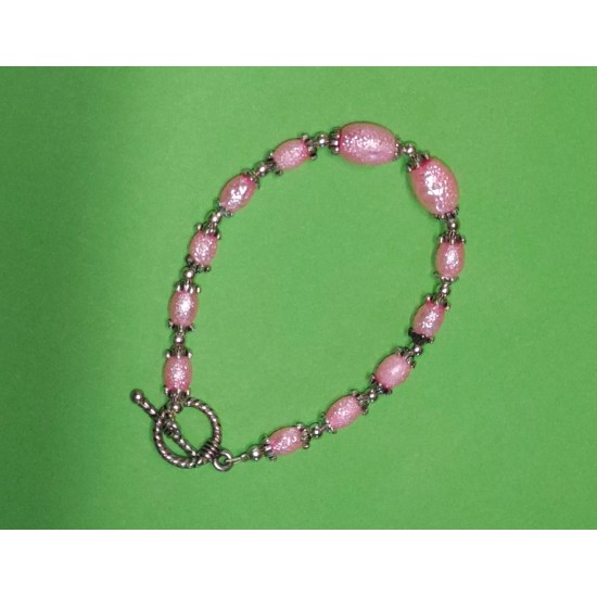 Bracelet about 20 cm. Glass beads, stardust, oval