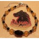 Natural amber bracelet and onyx beads, length about 19 cm + 5 cm extension plated with silver. Made of silicone wire, natural amber and onyx beads, gold spacer with crystals, silver-plated spacer and silver lobster clasps.