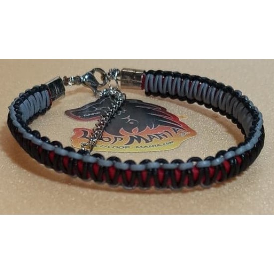  Cord bracelet woven of natural leather. Made of 4 mm leather cord, 1 mm natural leather cord, hand-woven different colors, and lobster clasps with 5 cm stainless steel extension. Model size 1 = 20.3 cm, model 2 = 20.3 cm.