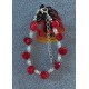 Bracelet with semiprecious chips and natural pearls (culture). Made of silicone wire with silver-plated accessories, BRT319-1 coral uneven 15.9 cm + 5 cm silver-plated extension cord, BRT319-2 peridot chips 17.1 cm + 5 cm silver-plated extension cord, BRT