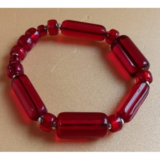 Bracelet with Czech glass beads different shapes and colors. 