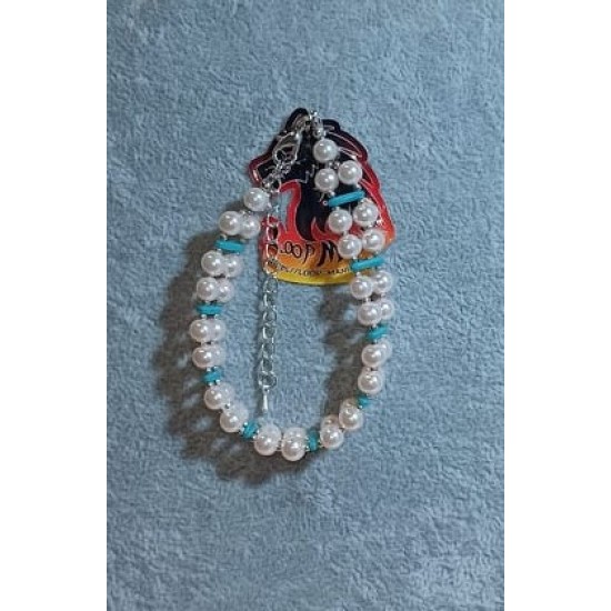 Glass beads bracelet of different colors with double string, spacers and silver-plated beads. Made of silicone wire with silver-plated lobster clasps and silver extension. BRT347-1 = 17.1 cm + 5 cm extension, BRT347-2 = 17.8 cm + 5 cm extension, BRT347-3 