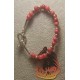 Two-string bracelet made of semi-precious coral beads and glass beads