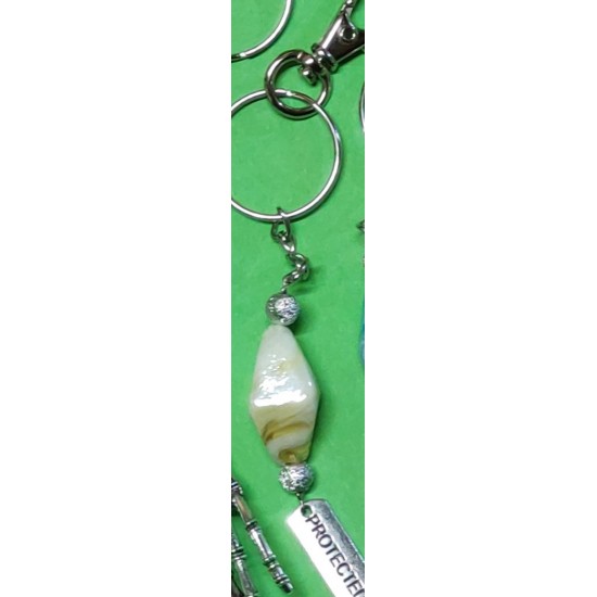  Keyring with lampwork stone and stardust beads.