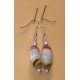 Lampwork glass bead earrings with red-white-gold spiral inside 22x18x10mm, blue-white-red 22x18x9mm, green-white-red 22x18x10mm, made with needles, cakes and silver accessories.