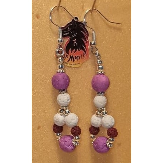  Earrings volcanic rock. Made of silicone wire with silver-plated accessories and cakes, volcanic rock spheres of different colors and silver-plated spacer spacer.