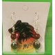 Semi-precious beaded earrings made of brown and black obsidian beads with Tibetan silver accessories.