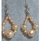 Peach-colored natural (cultured) pearl earrings with silver-plated accessories. 5.5 and 3.5 cm with cakes with everything. CER029-1 = 5.5 cm CER029-2 = 3.5 cm