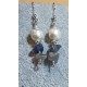 Earrings made of large sodalit chips and natural cultured pearls with spacers and silver-plated cakes.   CER038-1 = 5 cm,   CER038-2 = 5 cm,   CER038-3 = 5 cm.