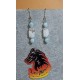  Glass bead earrings with spacers and silver plated cakes. CER039-1 = 4.5 cm, CER039-2 = 5 cm, CER039-3 = 5 cm, CER039-4 = 4.5 cm, CER039-5 = 4.5 cm, CER039-6 = 5 cm, CER039- 7 = 5 cm, CER039-8 = 5 cm.