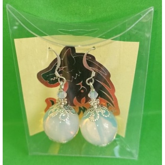  Earrings with opalite semiprecious stones and silver plated accessories.