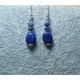 Lapis lazuli stone earrings with spacers and silver-plated cakes. CER062-1 = 4 cm with full cakes, CER062-2 = 4 cm with full cakes