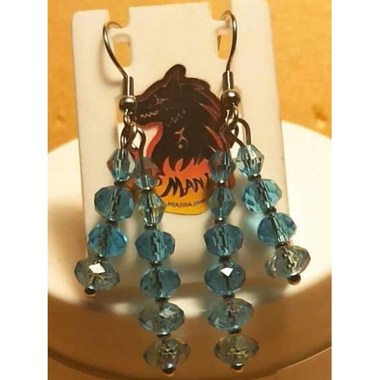 Earrings made of glass and acrylic beads with stainless steel earrings.