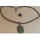 Imitation leather cord necklace / waxed cord 2mm with various Tibetan copper pendants, bronze end cord, lobster and extension 5 cm copper, bronze color. Length about 58-65 cm.