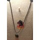 Imitation leather cord necklace with pendant made of various semi-precious stones, cord end and 5 cm stainless steel extension.