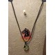 Imitation leather cord necklace with Murano glass pendant, cord end and 5 cm stainless steel extension.