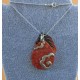 Silver plated chain with coral pendant 40x62x7 mm.