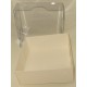  Boxes with white cardboard bottom, transparent plastic lid. Dimensions 8x8cm, height 3 cm.