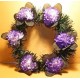Artificial fir wreath with artificial flowers, dahlias 10 cm, different colors.