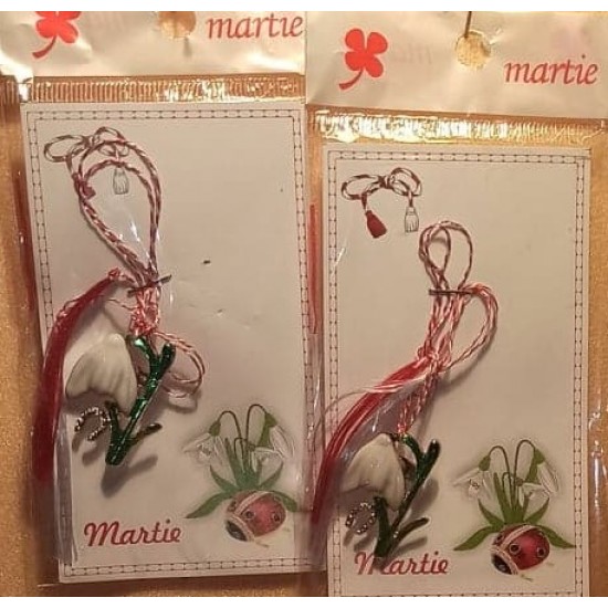 March ornaments with snowdrop metal brooch. The price is for one piece.