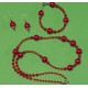 Set: necklace-bracelet. Necklace about 65 cm. Red glass beads, toho beads, Tibetan silver caps. 