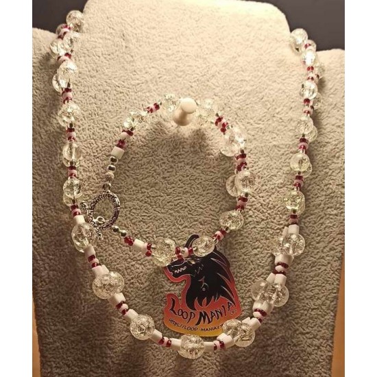 Set: necklace--bracelet. Necklace and bracelet, made of acrylic beads and crackle glass with accessories plated with silver and Tibetan silver. with Tibetan silver toggle clasps. 