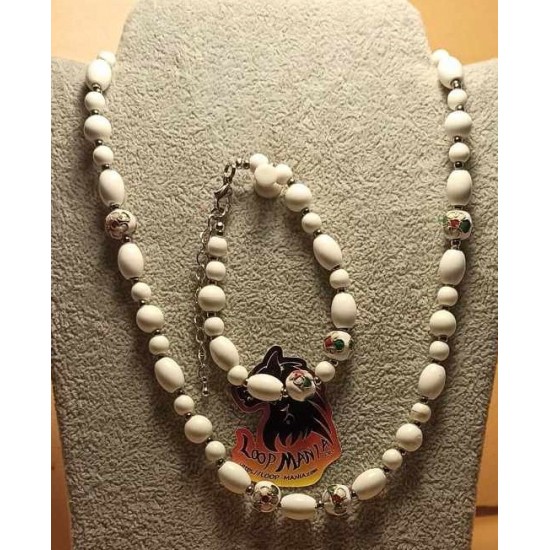 Set: necklace-bracelet with porcelain beads and cloisonné beads. 
