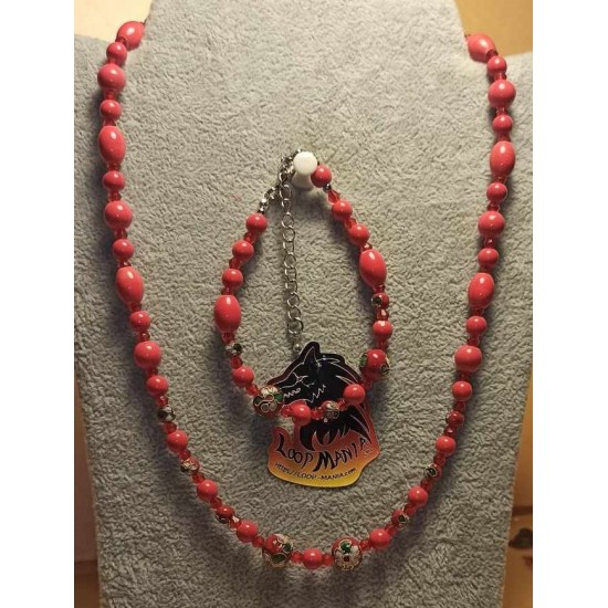Set: necklace-bracelet with porcelain beads and cloisonné beads. 